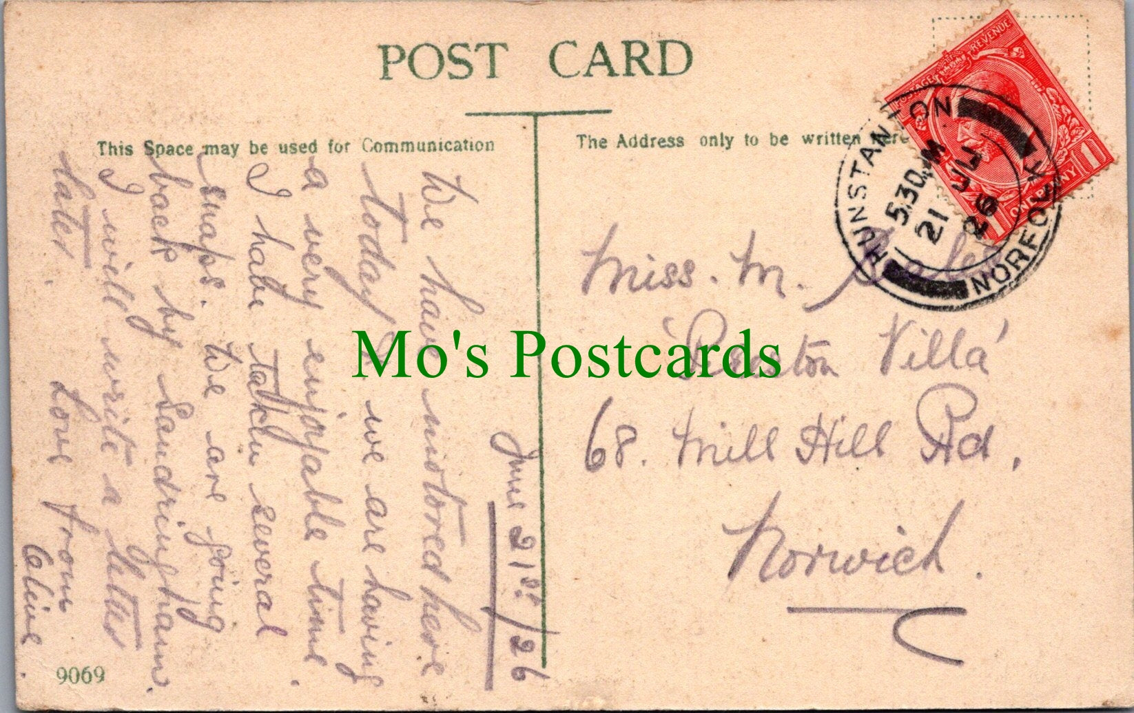 Norfolk Postcard - Hunstanton Promenade and Shelters  SW12975