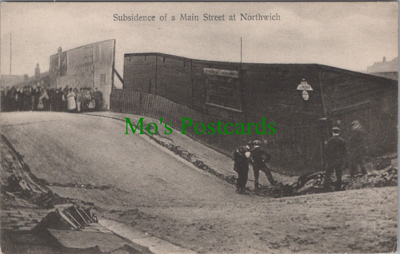 Cheshire Postcard - Subsidence of a Main Street at Northwich  SW13319