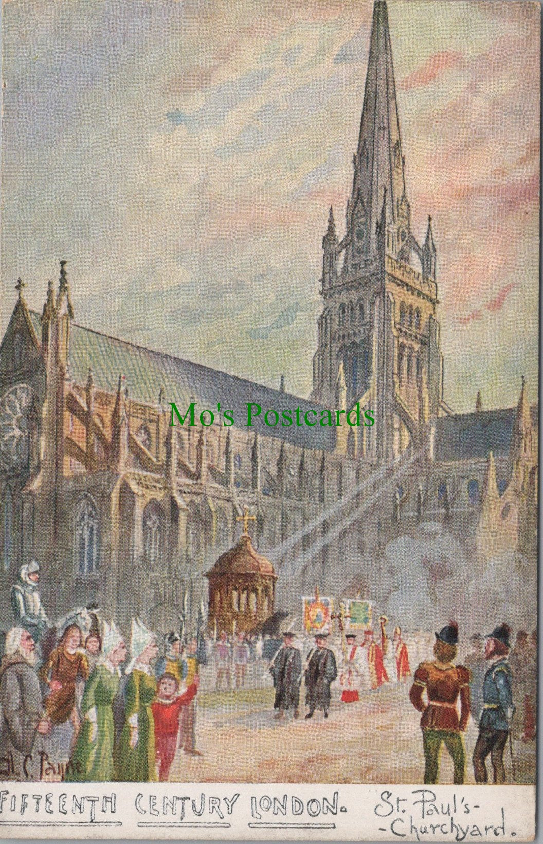 London Postcard - Fifteenth Century London, St Paul's Churchyard  SW13378