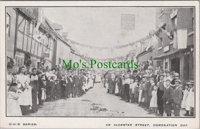Warwickshire Postcard - An Alcester Street, Coronation Day  SW13450
