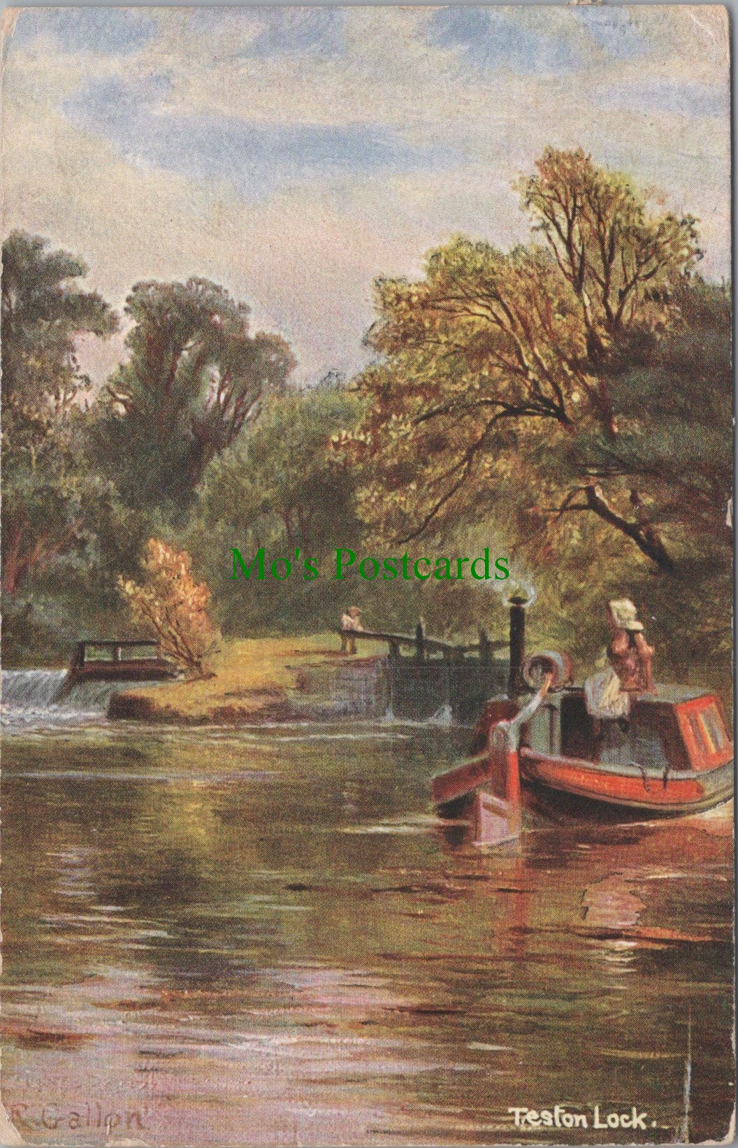 Kent Postcard - Teston Lock, Maidstone    SW14095