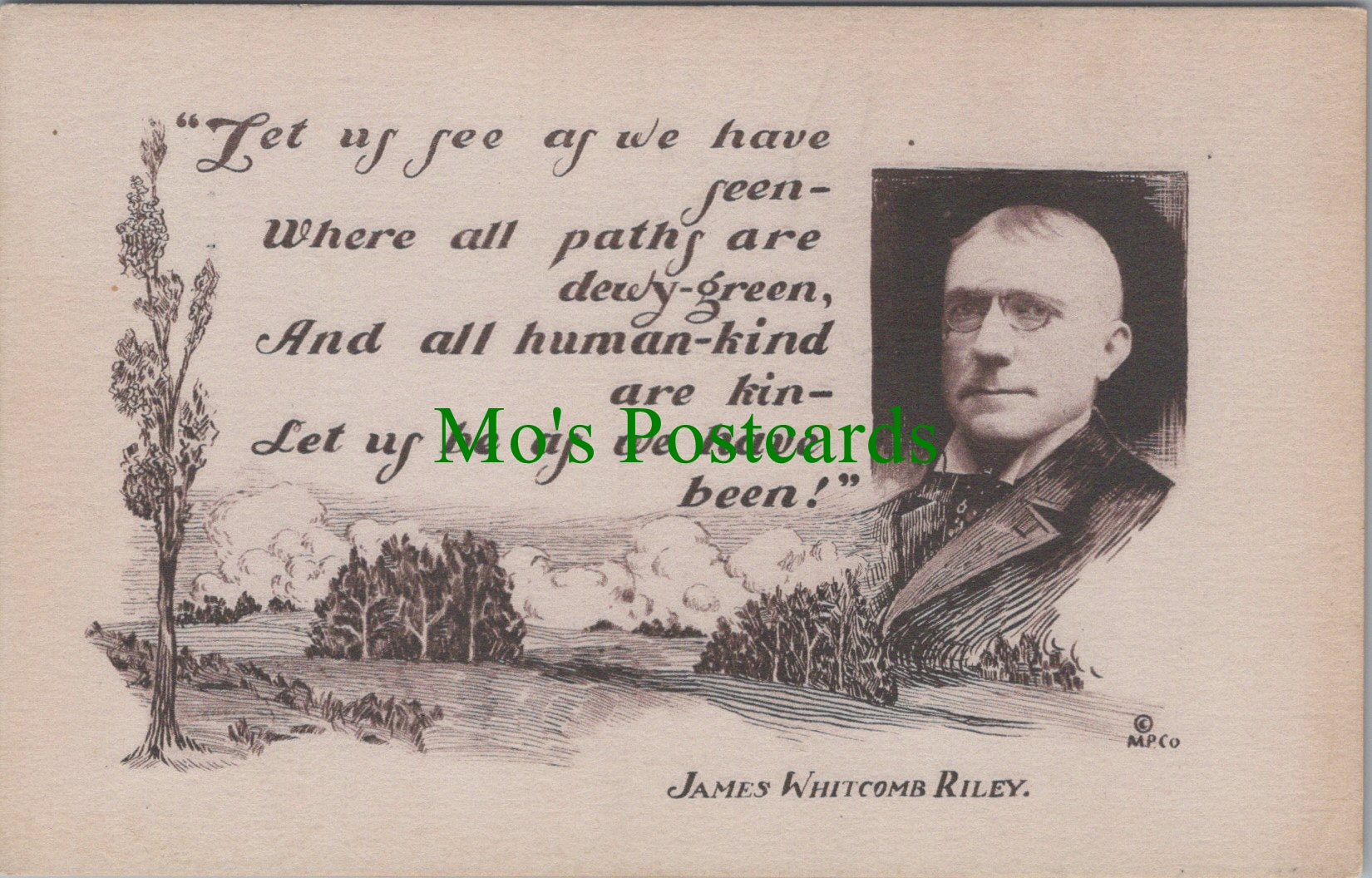 Literature Postcard - American Author James Whitcomb Riley  SW12633