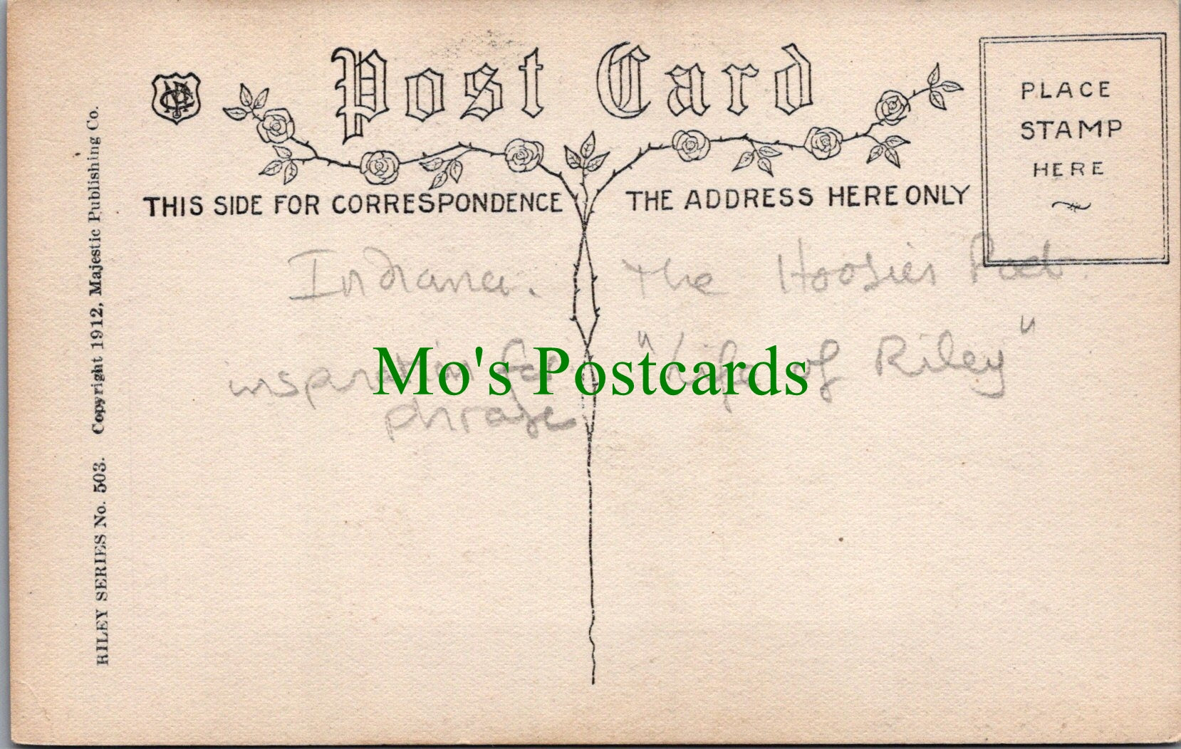 Literature Postcard - American Author James Whitcomb Riley  SW12633