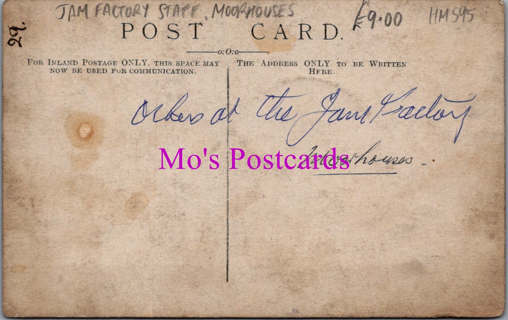 Industry Postcard - Jam Factory Staff, Moorhouses  HM595