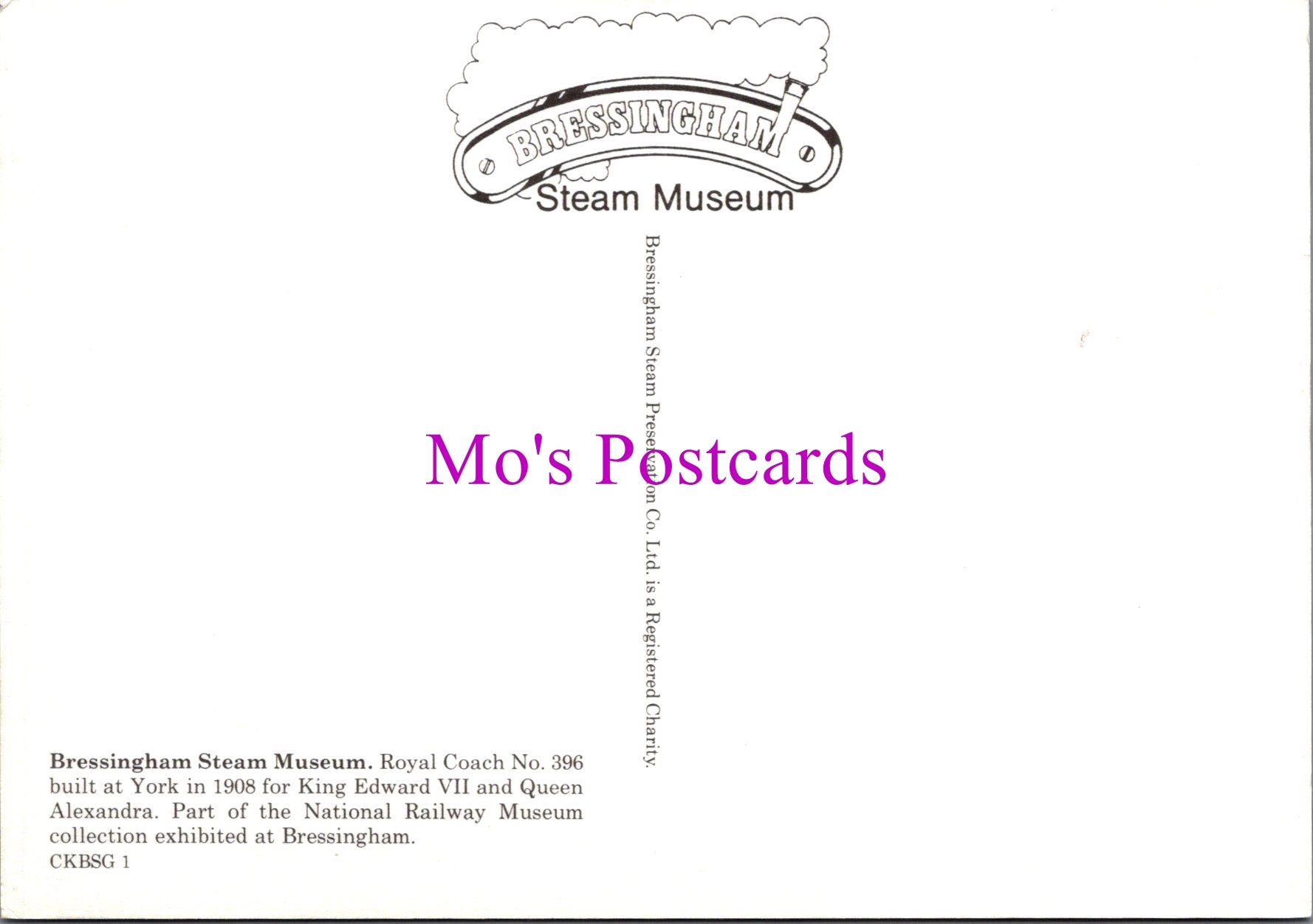 Royalty Postcard - Bressingham Steam Museum, Royal Coach  SW16482
