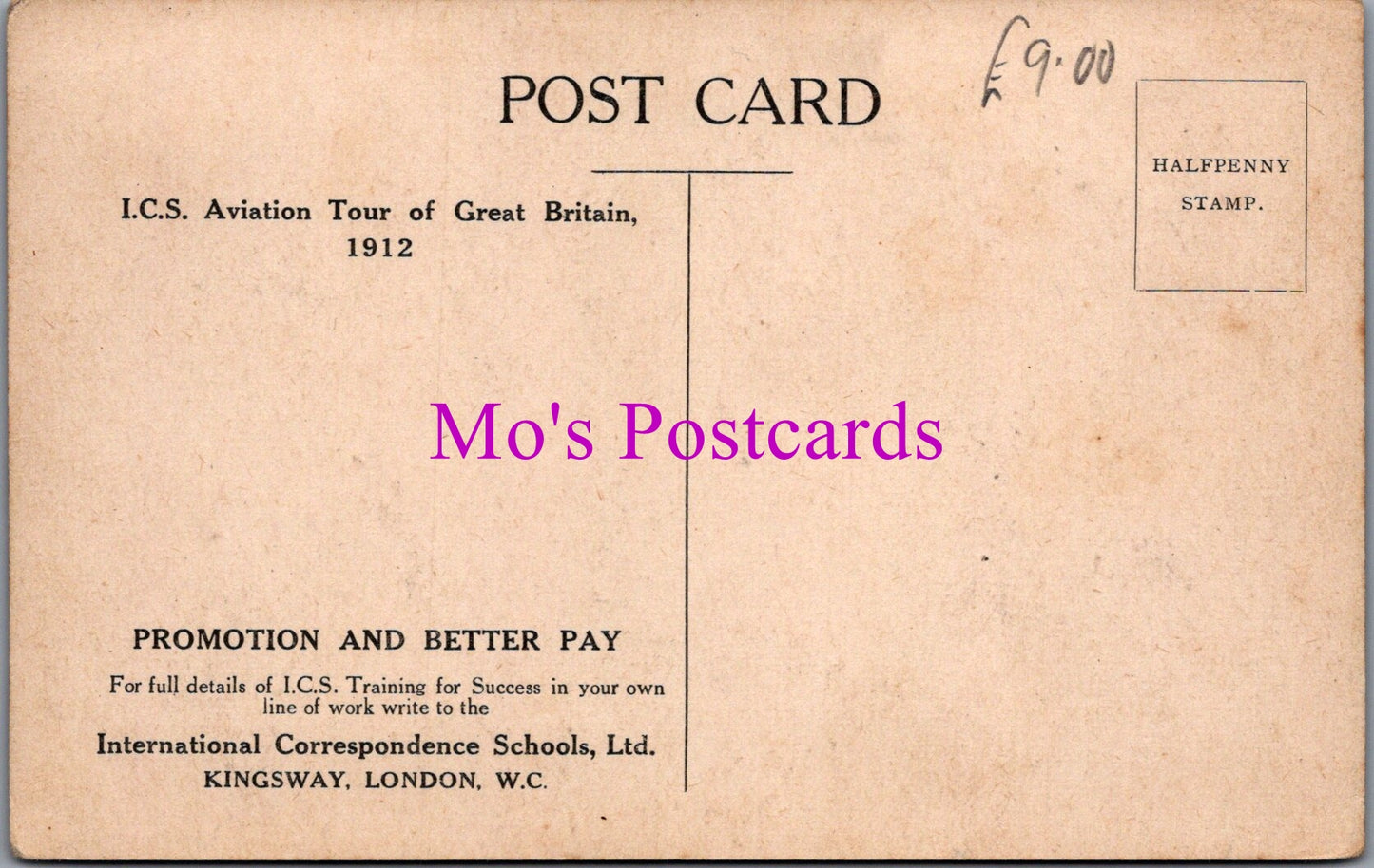 Aviation Postcard - I.C.S Student Robert Slack, Aviation Tour of Great Britain 1912 - SX315