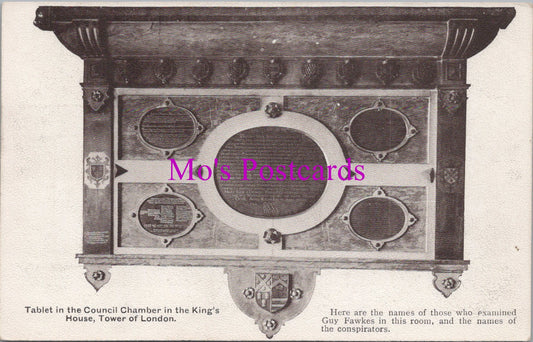 London Postcard - Tower of London, Tablet in The Council Chamber  SW17585