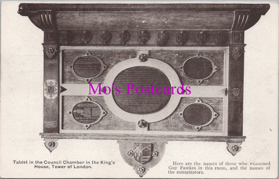 London Postcard - Tower of London, Tablet in The Council Chamber  SW17585