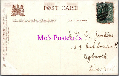 Vintage postcard with a stamp and handwritten address, labeled 'Mo's Postcards'.