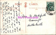 Load image into Gallery viewer, Vintage postcard with handwritten text, postage stamp, and postmark.
