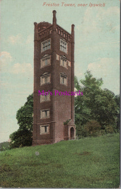 Vintage postcard of a tower with 'Max's Postcards' branding.