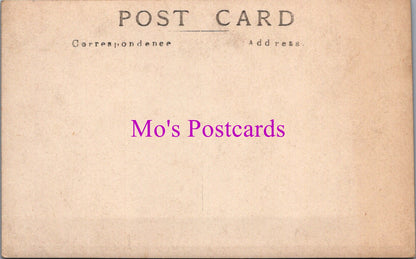 Vintage-style postcard with 'Mo's Postcards' text in purple on a beige background