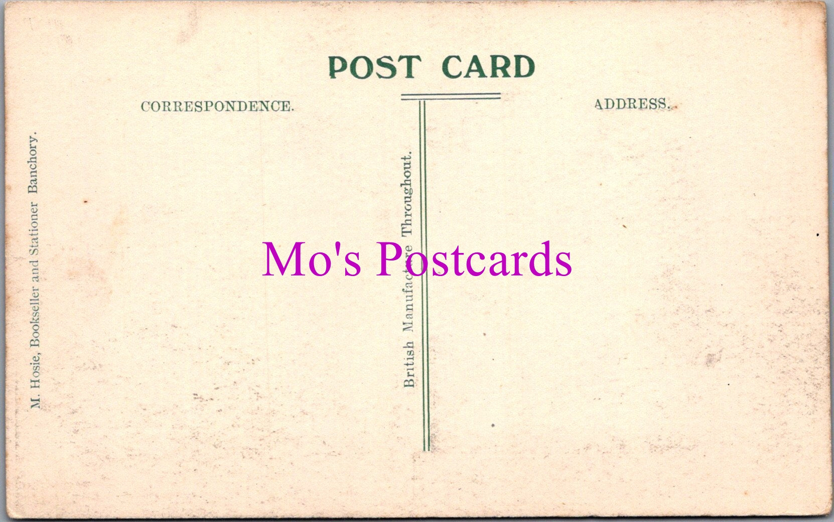 Vintage-style postcard with 'Mo's Postcards' text on a beige background