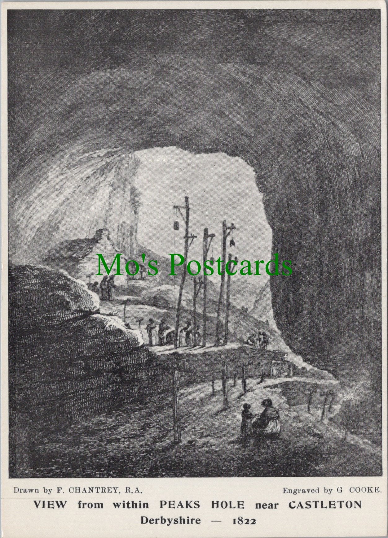 Derbyshire Postcard - Peaks Hole, Near Castleton in 1822 - SW13651
