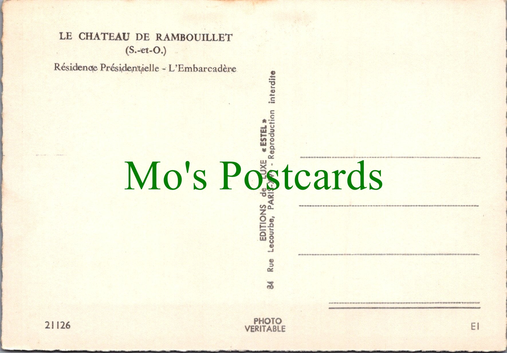 France Postcard - La Chateau De Rambouillet    SW13668