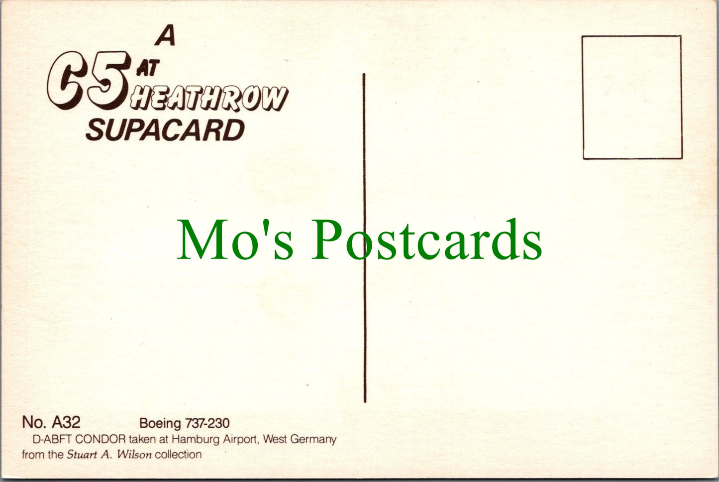 Aviation Postcard - D-ABFT Condor Boeing 737-230, Hamburg Airport SW13673