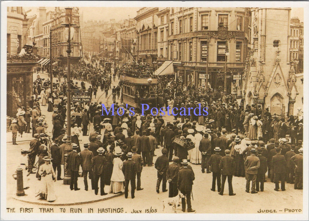 Sussex Postcard - The First Tram To Run in Hastings  SW14085