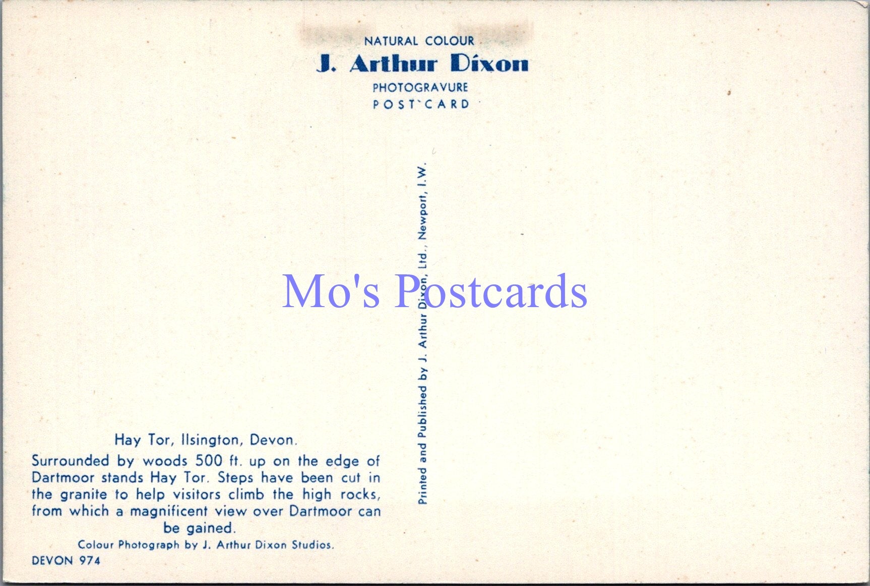 Devon Postcard - Hay Tor, Ilsington  SW14094