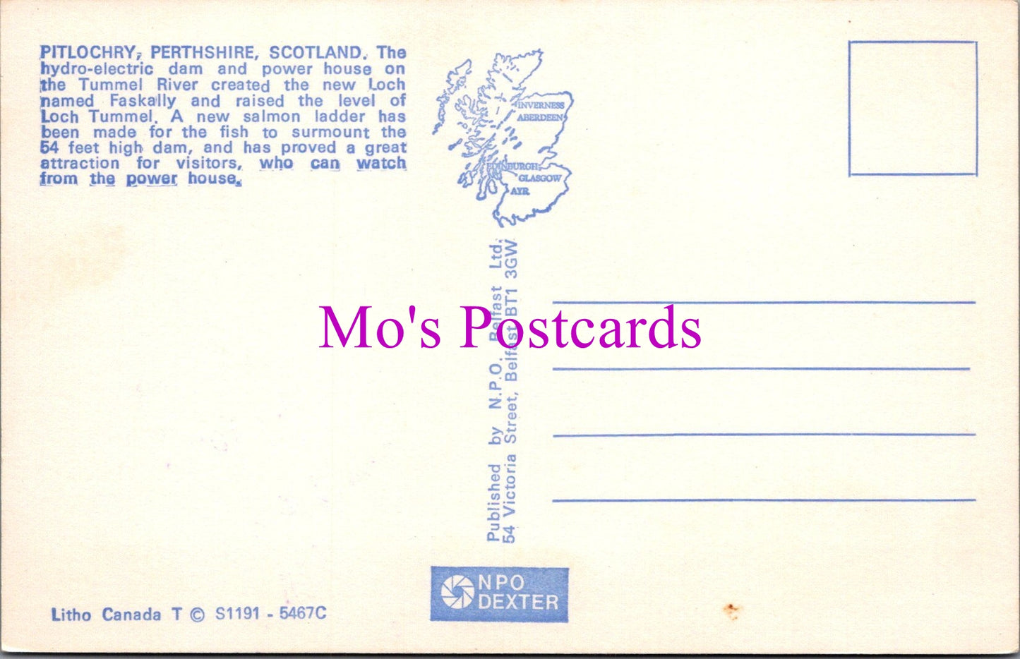 Scotland Postcard - Hydro-Electric Dam, Pitlochry, Perthshire SW15646