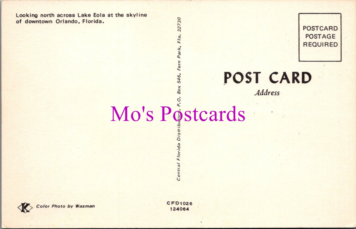 America Postcard - Lake Eola, Downtown Orlando, Florida  SW15648
