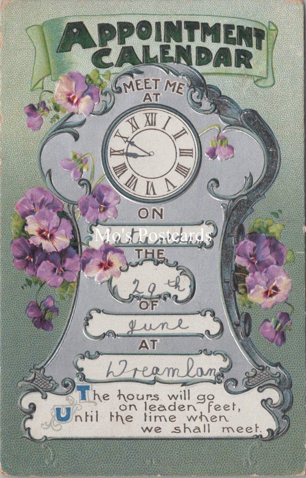 Embossed Friendship Postcard - Clock, Appointment Calendar  SW16449