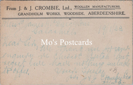 Advertising Postcard - J & J.Crombie Ltd, Woollen Manufacturers SW16572