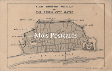 London Postcard - Plan Showing Position of The Seven City Gates SW16573