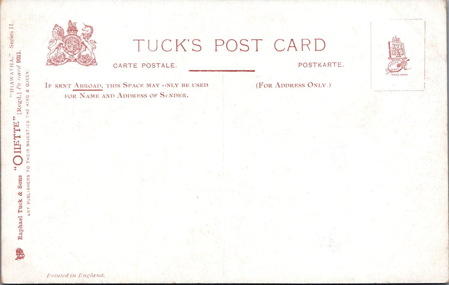 Poetry Postcard - The Song of Hiawatha, Longfellow  SW16578