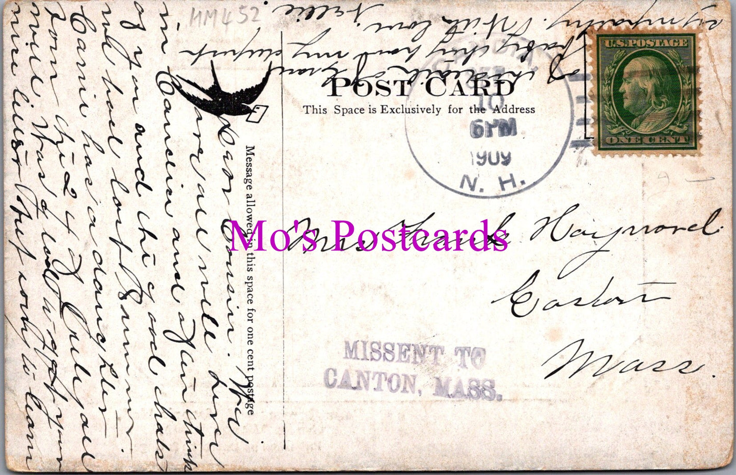America Postcard - Four Corners and Masonic Hall, Candia Village, New Hampshire  HM452