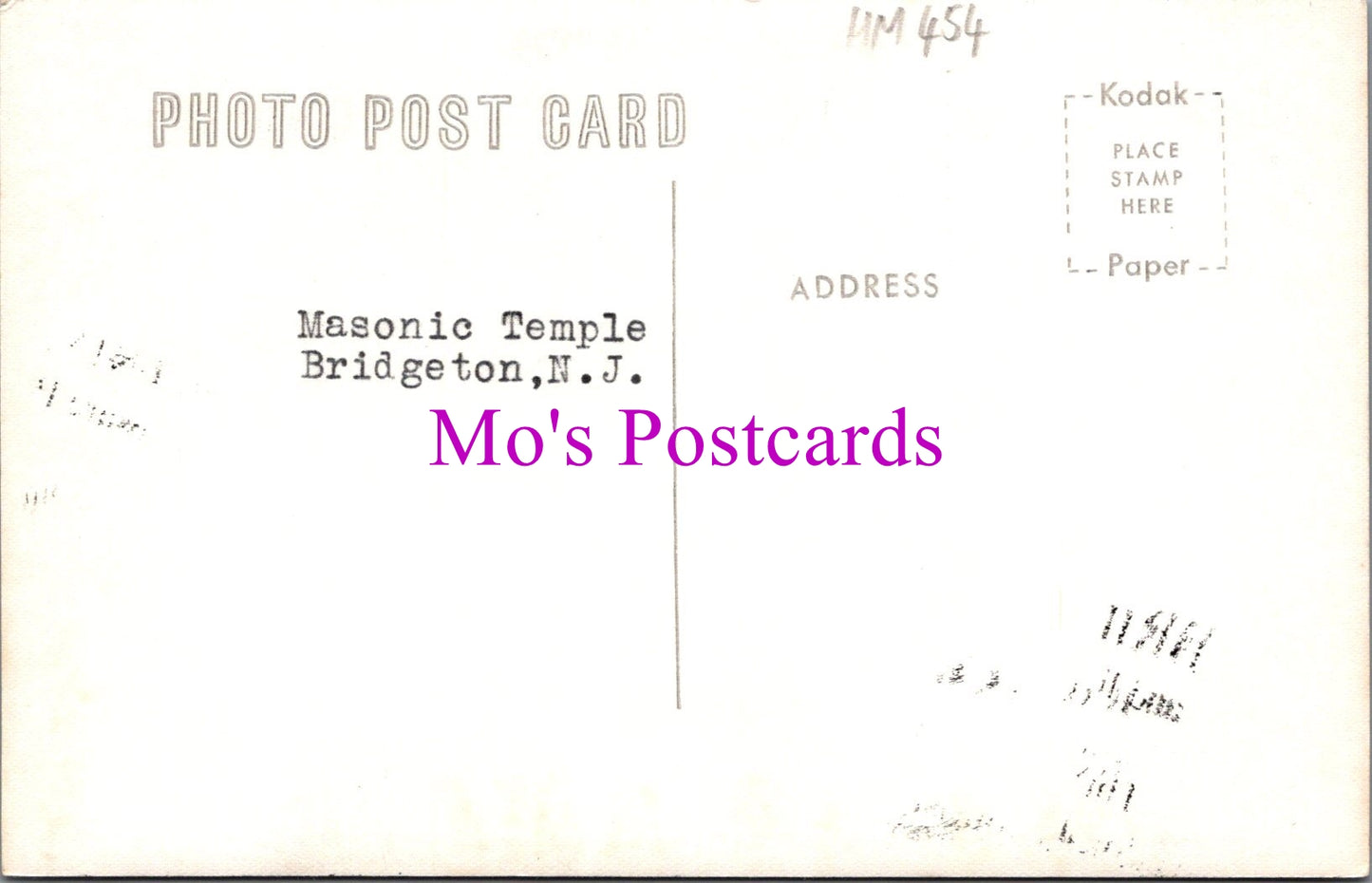 America Postcard - Masonic Temple, Bridgeton, New Jersey  HM454