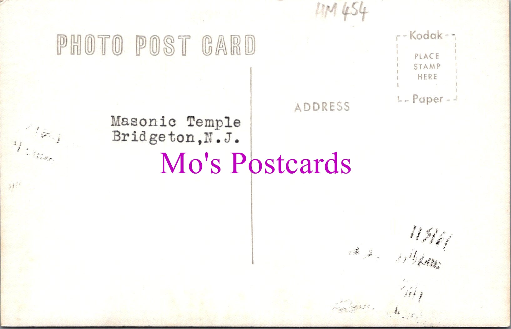 America Postcard - Masonic Temple, Bridgeton, New Jersey  HM454