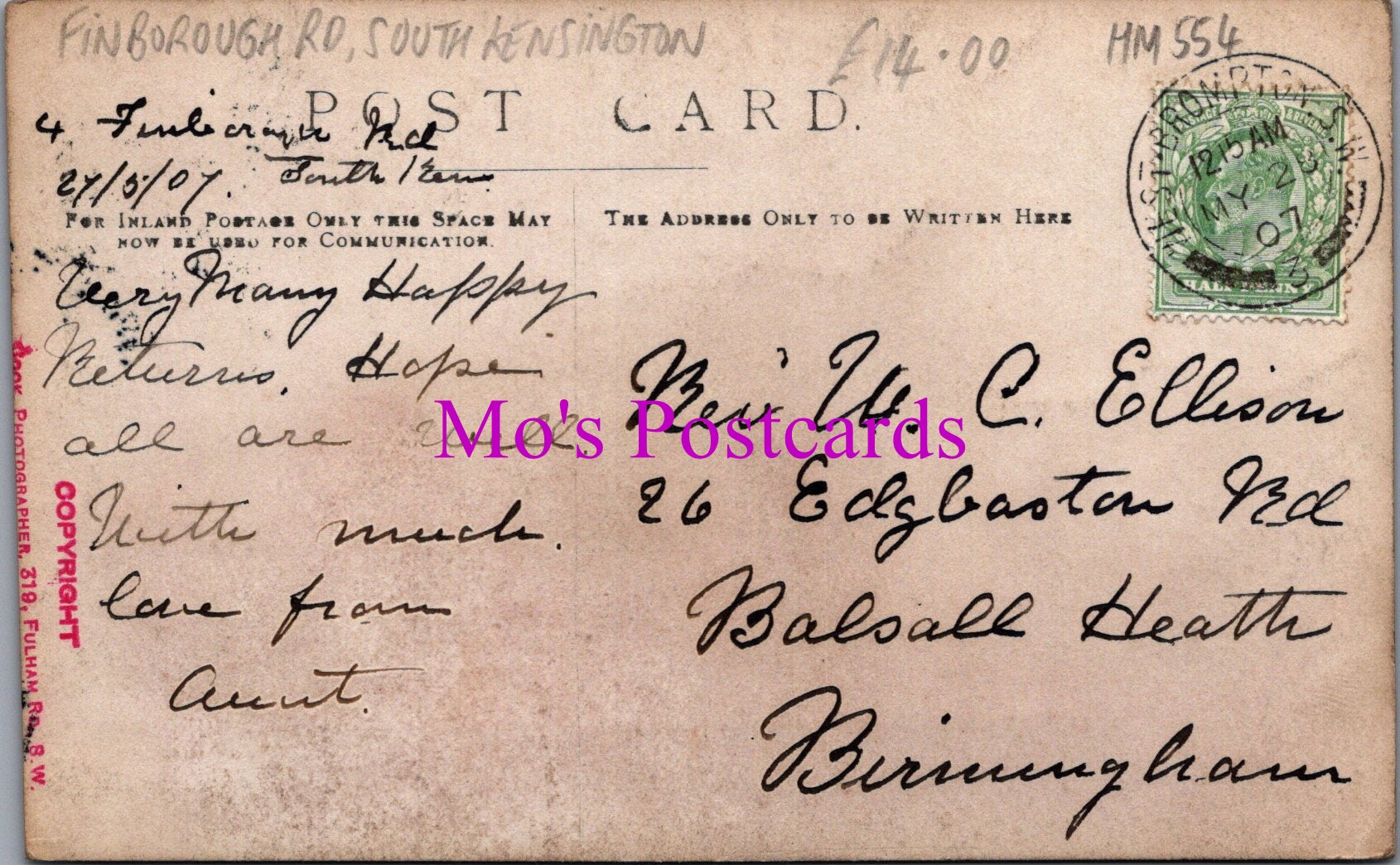 London Postcard - Finborough Road, South Kensington   HM554
