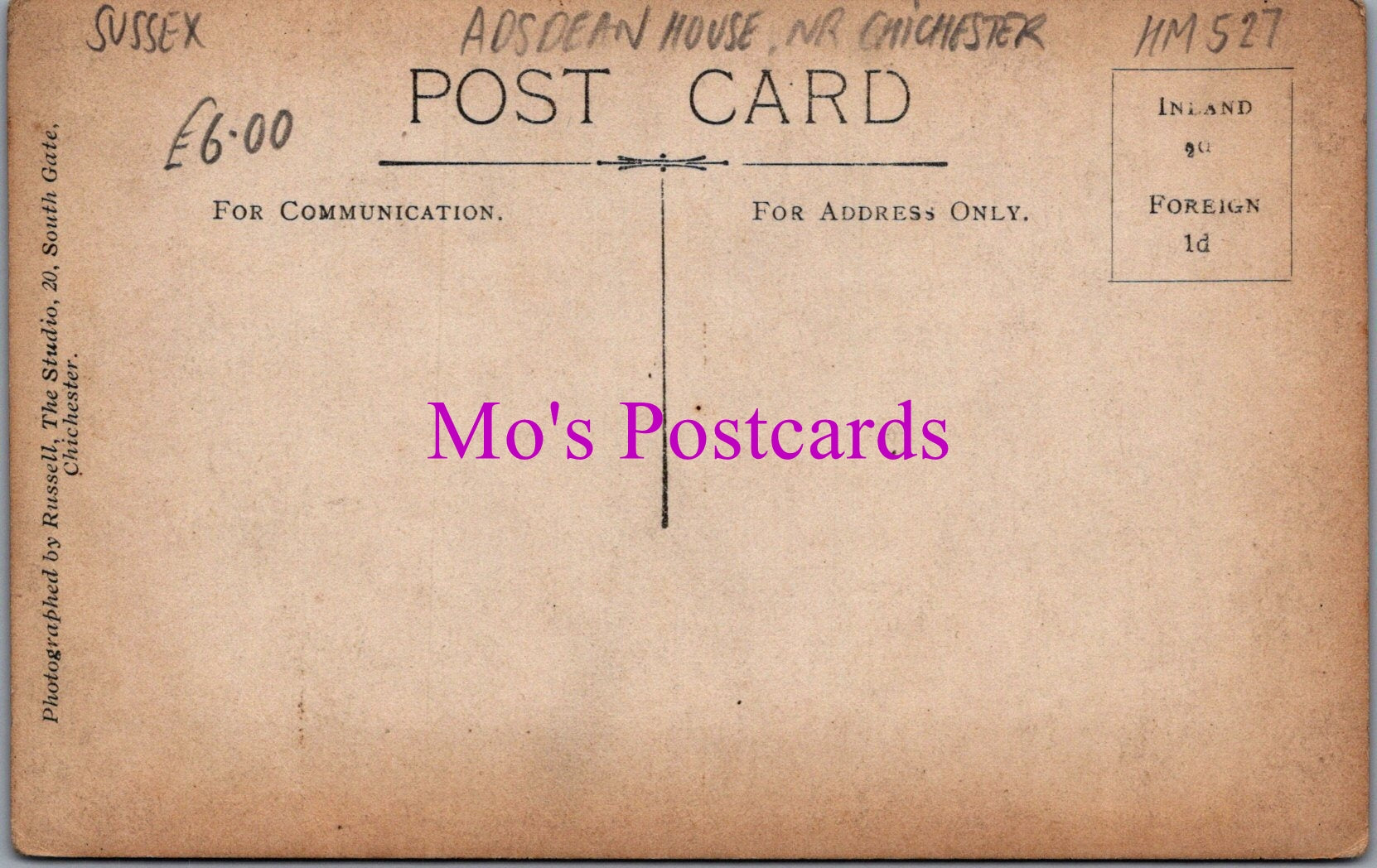 Sussex Postcard - Adsdean House, Near Chichester  HM527