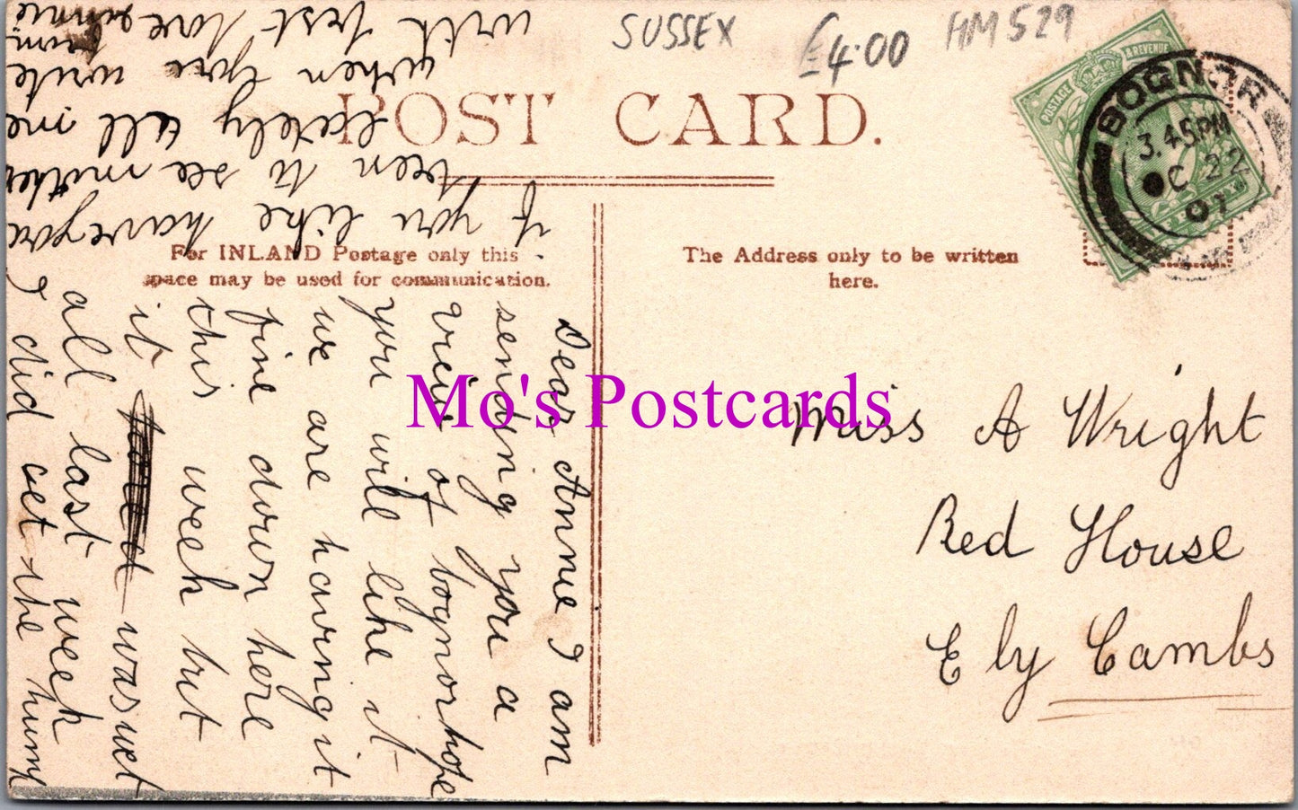 Sussex Postcard - Bognor, Merchant Tailors Ladies Home  HM529