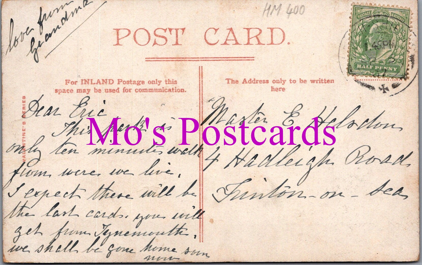 Northumberland Postcard - In North Shields Park  HM400