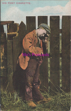 Children Postcard - His First Cigarette  SW16351