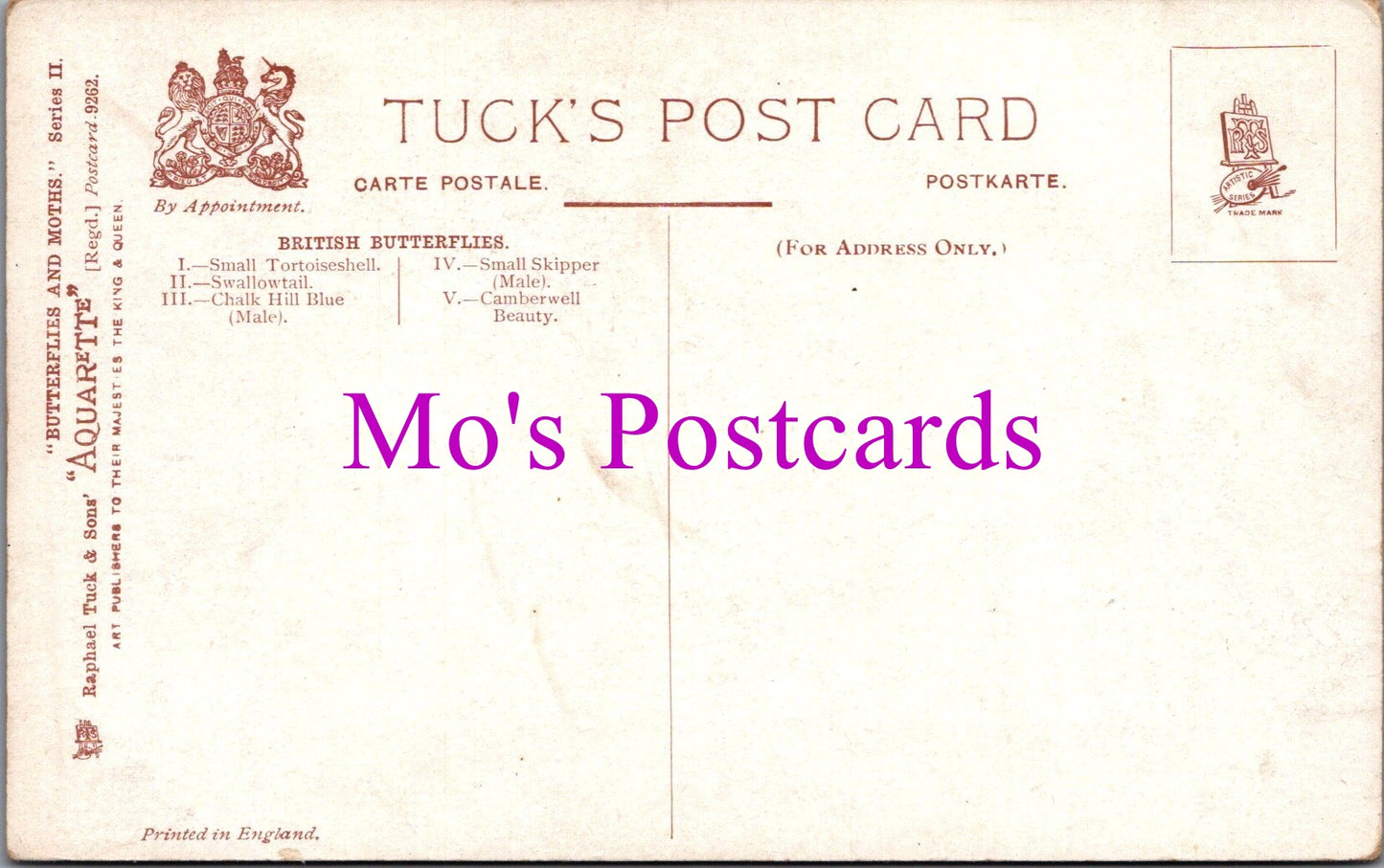 Animals Postcard - Butterflies and Moths   SW14790