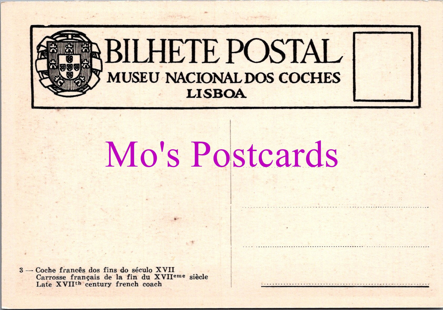 Portugal Postcard - National Coach Museum, Lisbon  SW15259