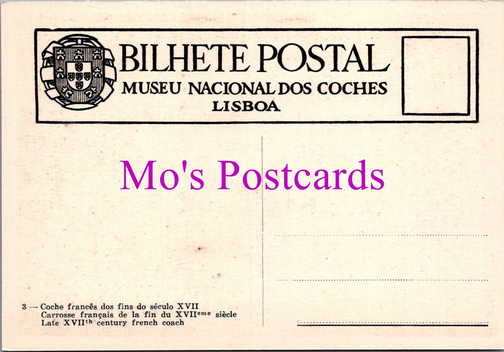 Portugal Postcard - National Coach Museum, Lisbon  SW15259
