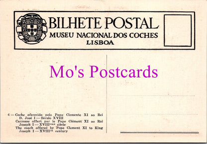 Portugal Postcard - National Coach Museum, Lisbon  SW15262