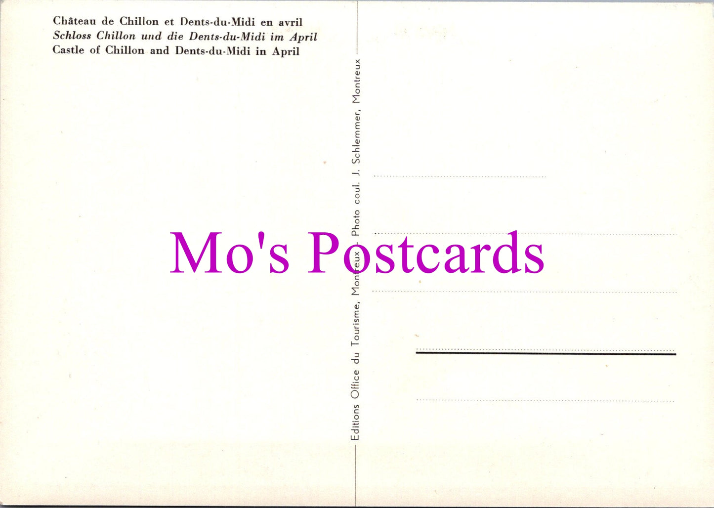 Switzerland Postcard - Castle of Chillon and Dents-Du-Midi SW15274