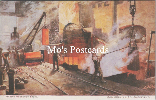 Yorkshire Postcard - Making Bessemer Steel, Cammell Laird, Sheffield  SW15968