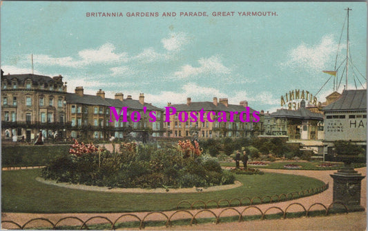 Norfolk Postcard - Great Yarmouth, Britannia Gardens and Parade  SW14683