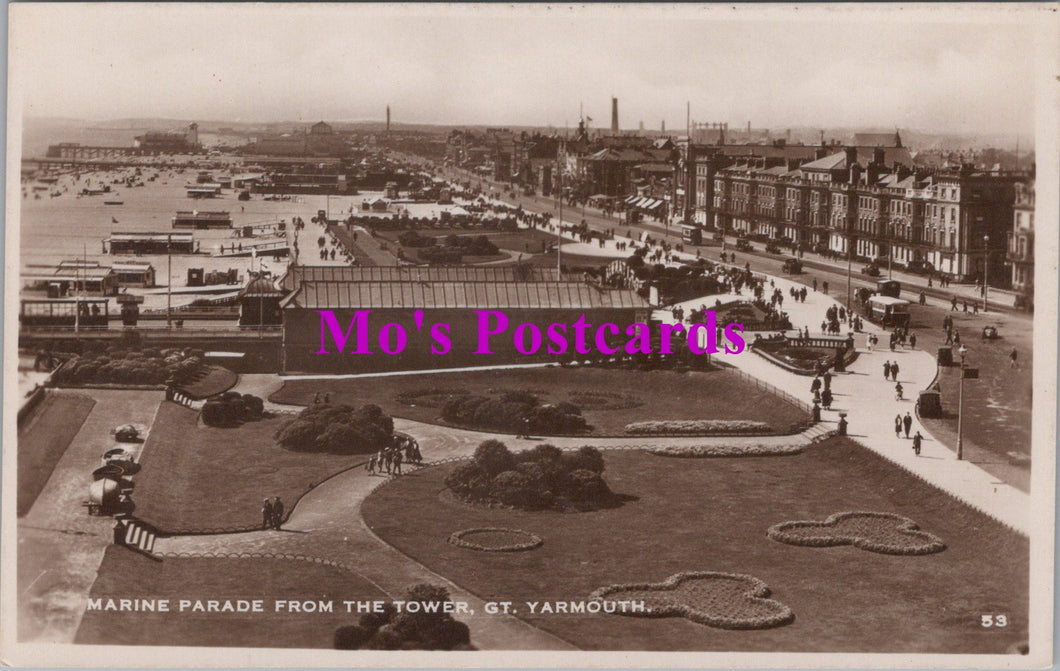 Norfolk Postcard - Great Yarmouth, Marine Parade From The Tower  SW14687