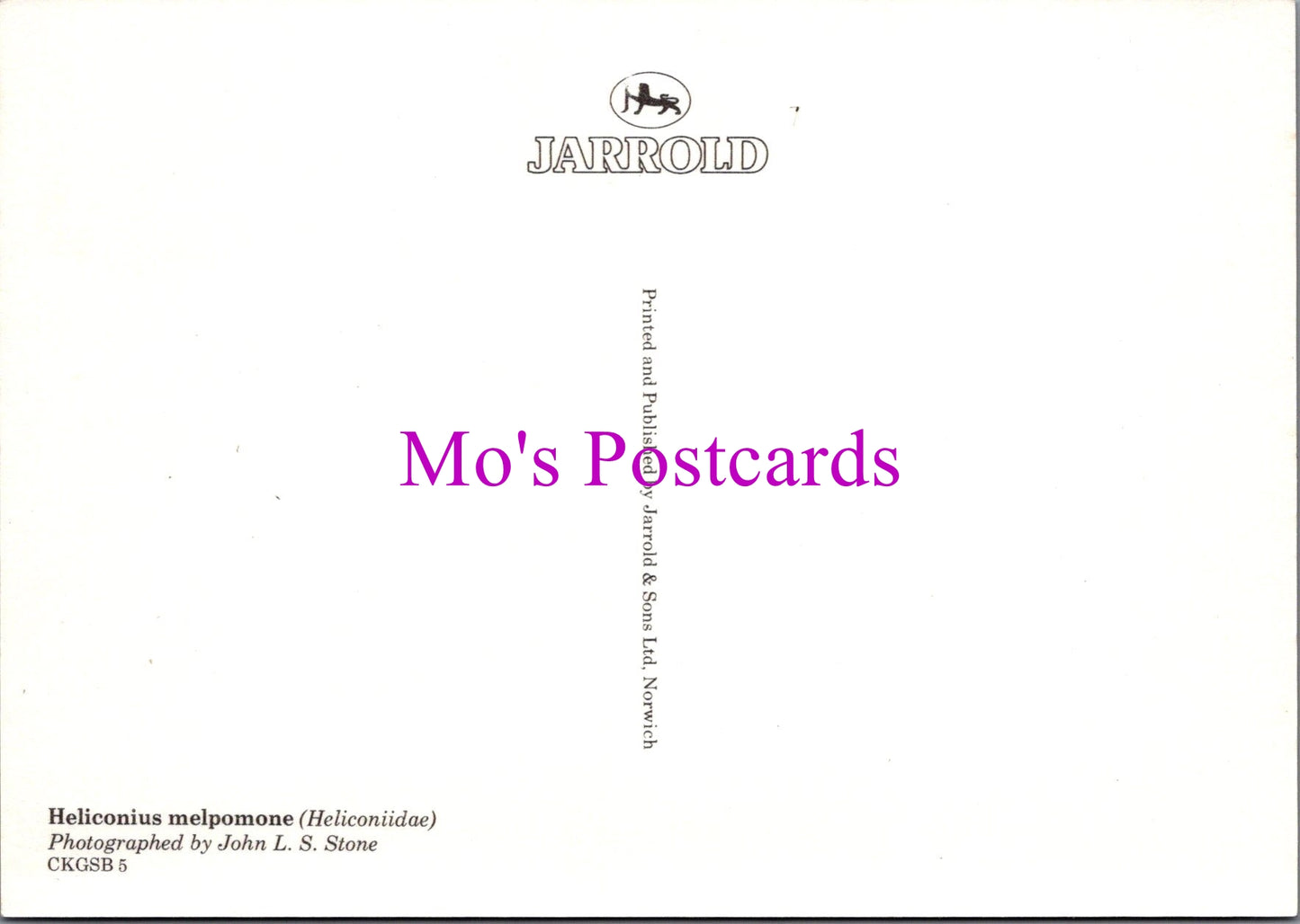 Animals Postcard - Postman Butterfly, Heliconius Melpomone SW14312