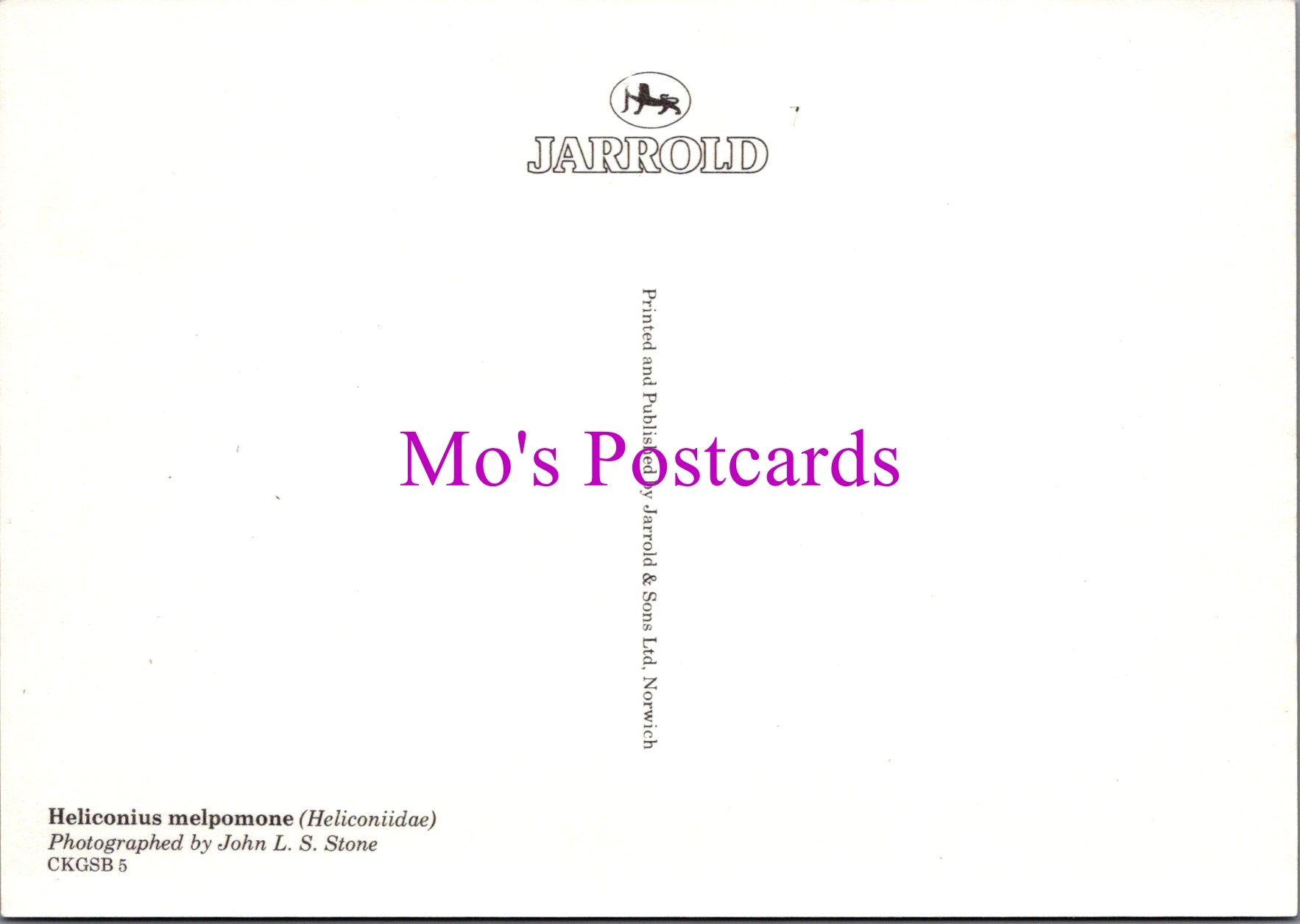 Animals Postcard - Postman Butterfly, Heliconius Melpomone SW14312