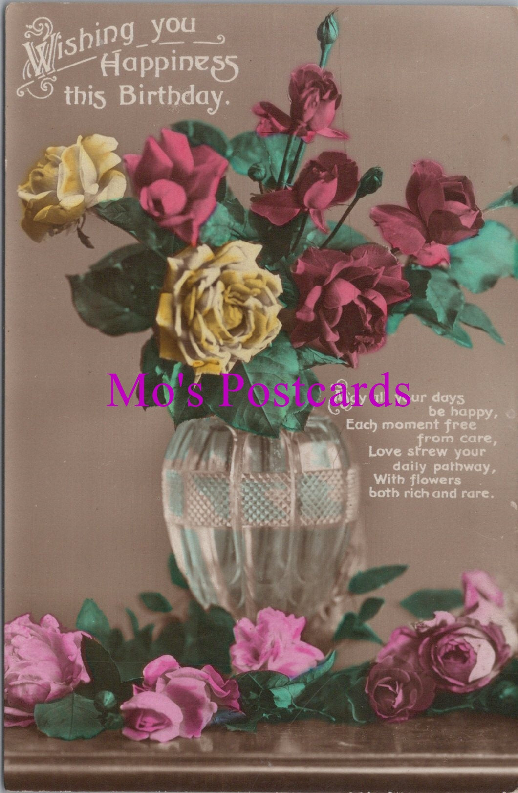 Greetings Postcard - Wishing You Happiness This Birthday   DZ74