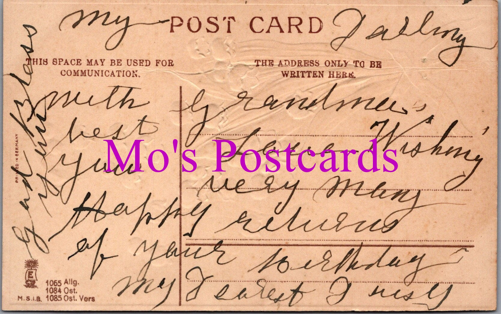 Embossed Greetings Postcard - Many Happy Returns. Birthday Flowers   DZ87