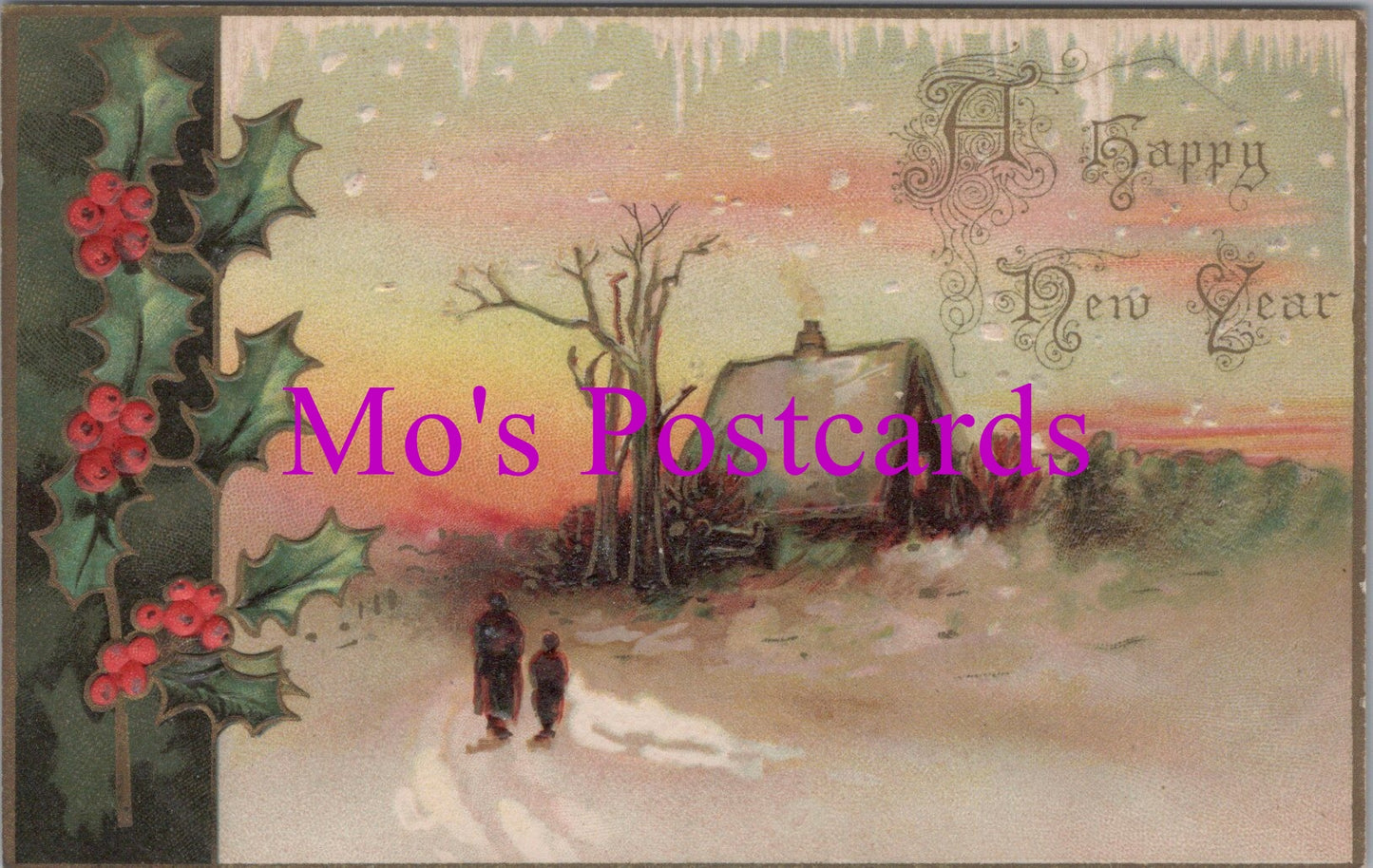 Embossed Greetings Postcard - A Happy New Year  DZ101