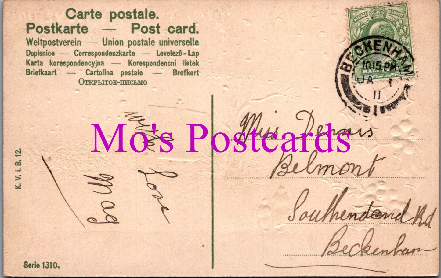 Embossed Greetings Postcard - A Happy New Year  DZ101